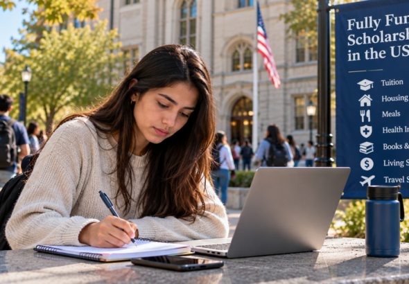 Fully funded scholarships in the USA covering tuition, housing, meals, health insurance, books, and living expenses in 2027.