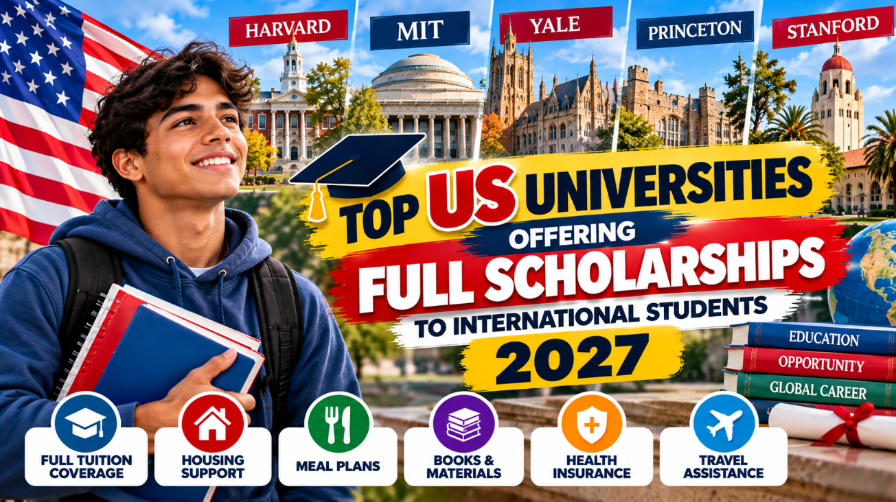 Young male international student exploring full scholarships at top US universities in 2027.